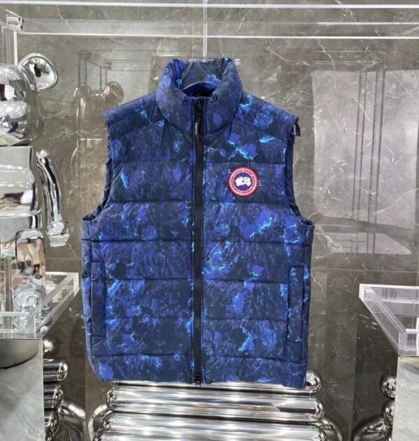 CG Quilted Puffer Jacket with Abstract Print - Navy Blue