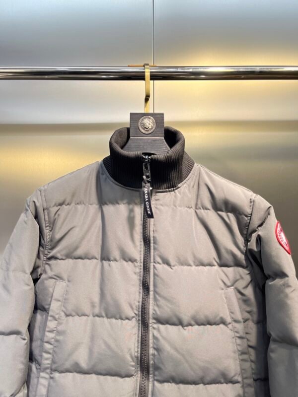 CG Puffer Jacket with Ribbed Collar - Grey