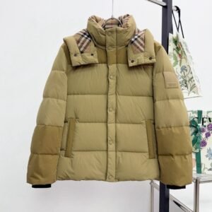 BRBY Hooded Padded Puffer Jacket - Khaki