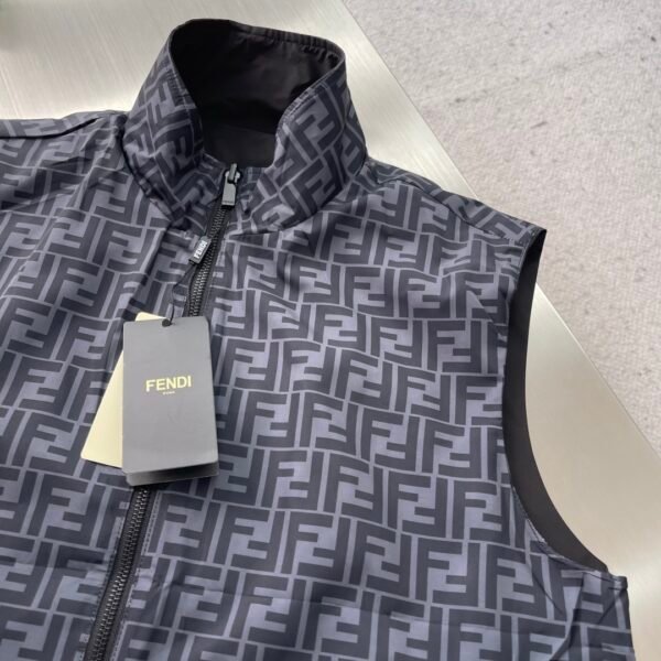 FND Reversible Monogram Gilet with Zip-Front - Black