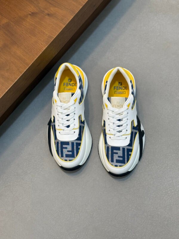 FND Chunky Trainers with Yellow Accents -  Navy/White