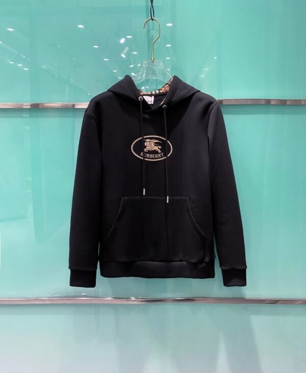 57b8995f BRBY Check Elbow-Patch Hooded Jumper - Black