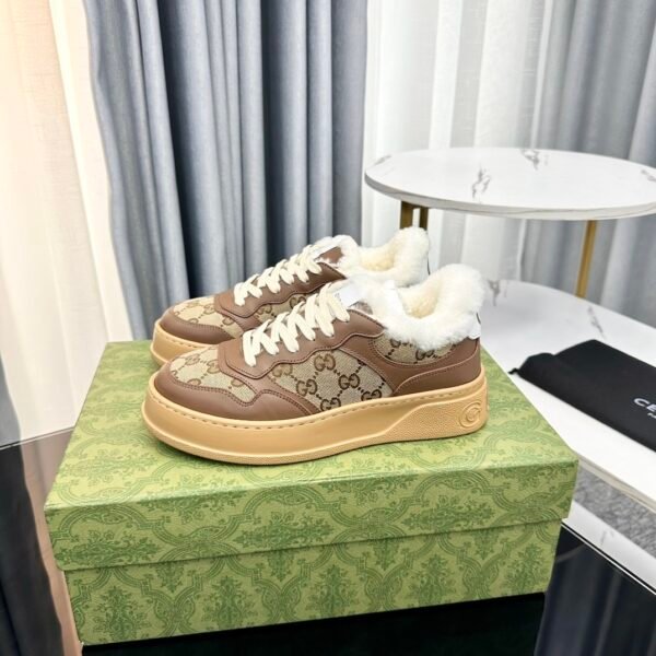 57f24ad3 GCCI Monogram Trainers with Plush-Lined Collar - Brown