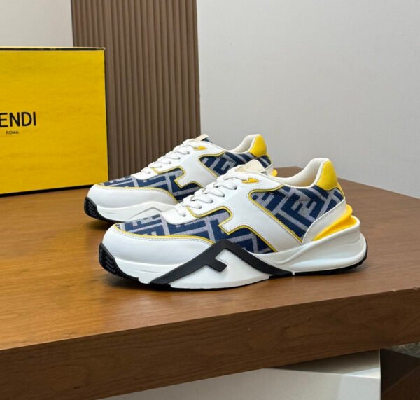 FND Chunky Trainers with Yellow Accents -  Navy/White
