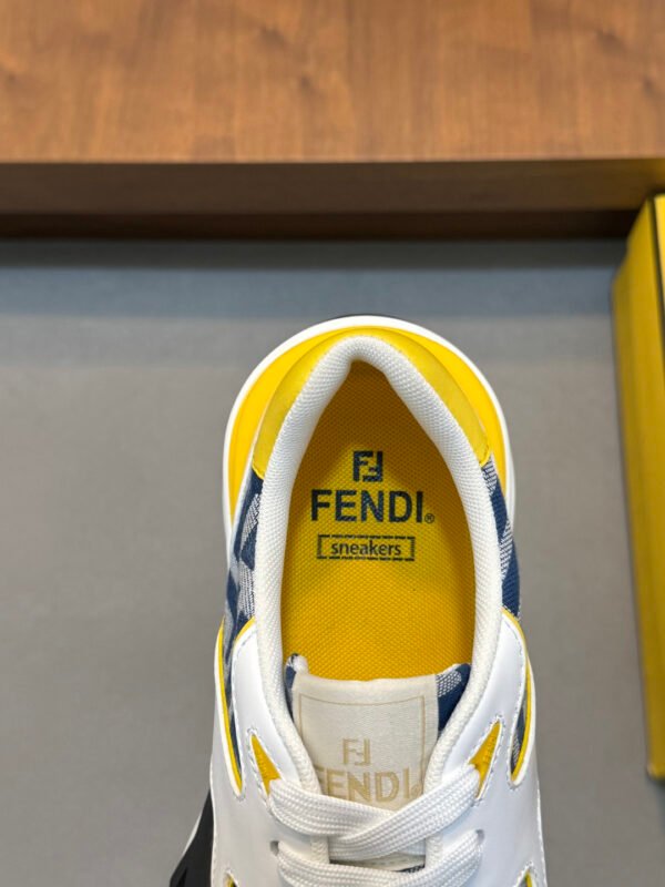 FND Chunky Trainers with Yellow Accents -  Navy/White