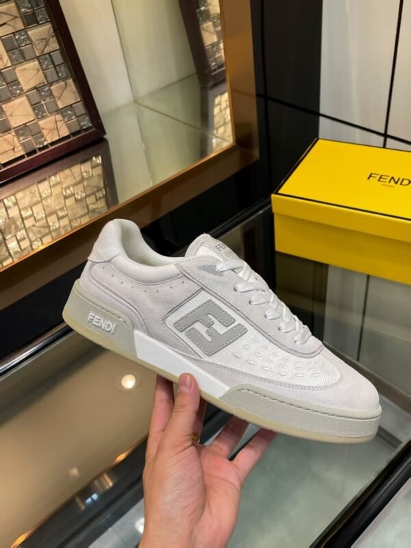 595f4a72 FND Low-Top Trainers with Logo Panel - White/Light Grey