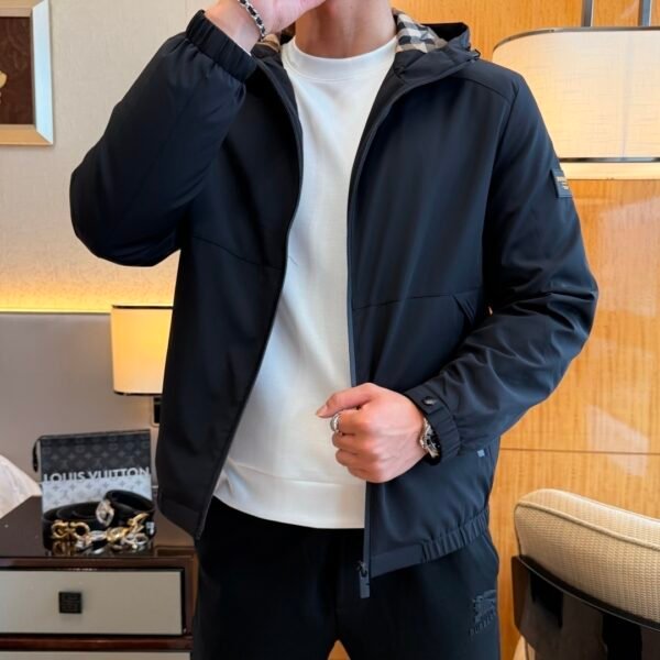 BRBY Hooded Zip-Up Jacket - Black