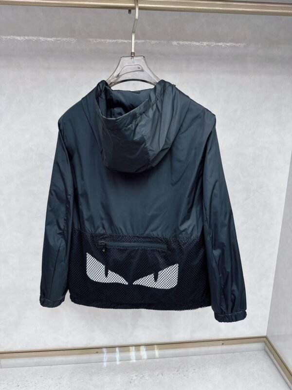 FND Hooded Zip-Up Jacket with Mesh Pocket Detail - Navy Blue