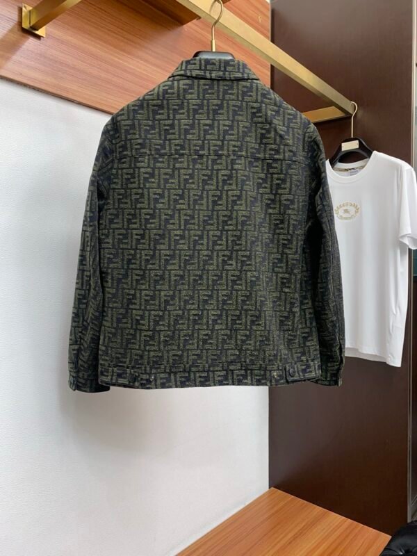 FND All-Over Pattern Button-Front Jacket - Olive Green