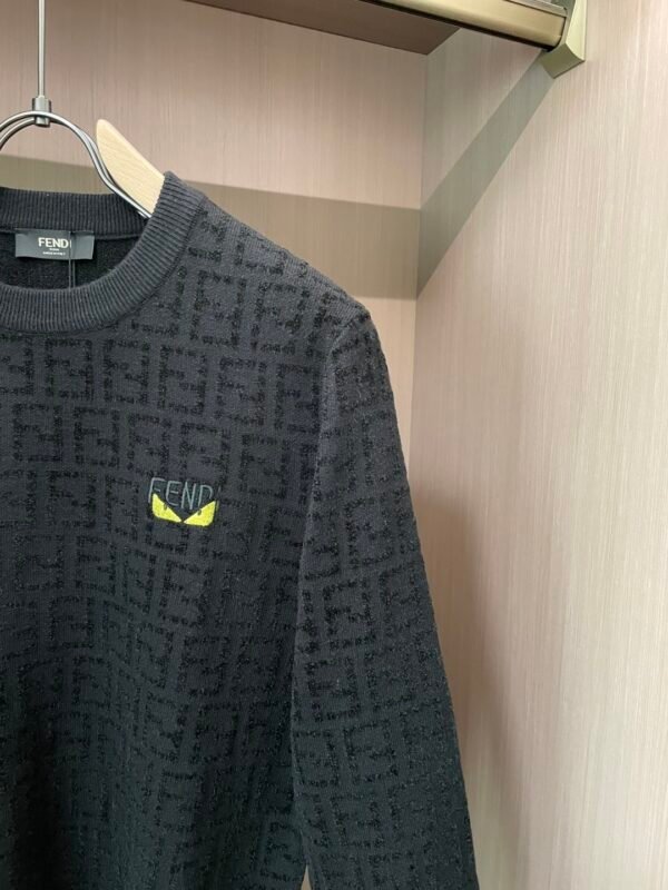 5fb774cc FND Monogram Crew Neck Jumper with Emblem Detail - Black