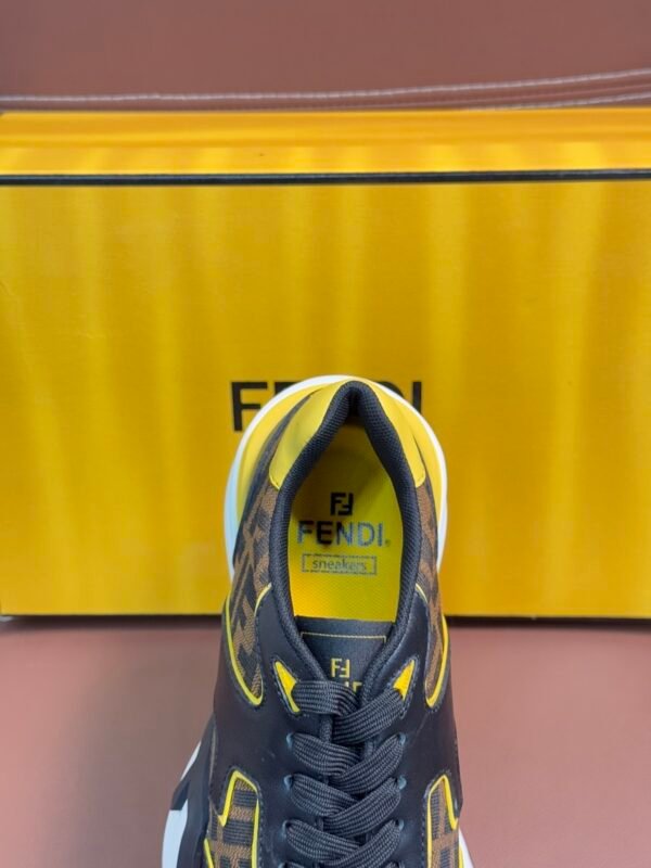 FND Monogram Trainers with Yellow Details - Black/Brown