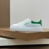 PRDA Low-Top Trainers in White with Green Heel Accents
