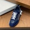 HRMS Circuit Board Pattern Suede & Leather Trainers – Navy Blue