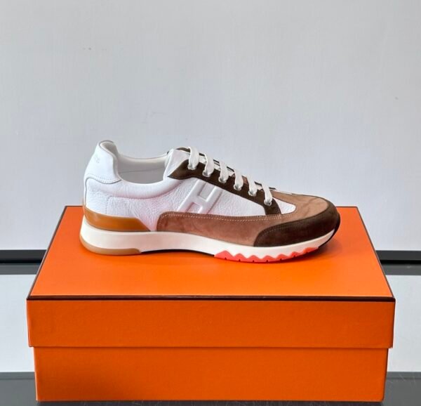 HRMS Low-Top Suede & Leather Trail Trainers – Brown & White Contrast