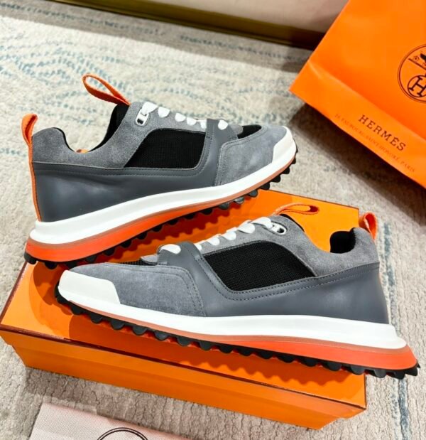 HRMS Low-Top Suede Mesh & Leather Trail Trainers – Grey & Black