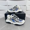 AMR Mesh & Suede Bone Runner Trainers - White Black & Blue