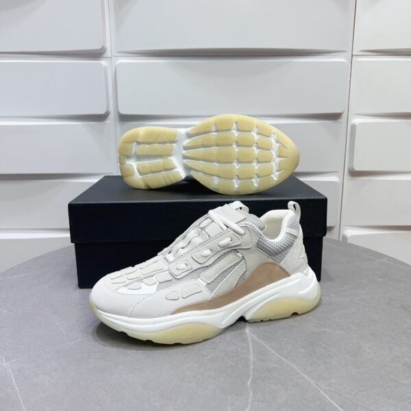 AMR Mesh & Suede Bone Runner Trainers – Alabaster
