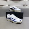 AMR Low-Top Leather Skel Trainers – White & Blue Accents
