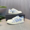 AMR Skel Leather Trainers – White with Baby Blue Accents