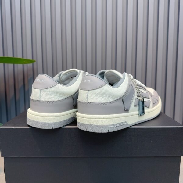 AMR Skel Leather Trainers – White with Grey Panels