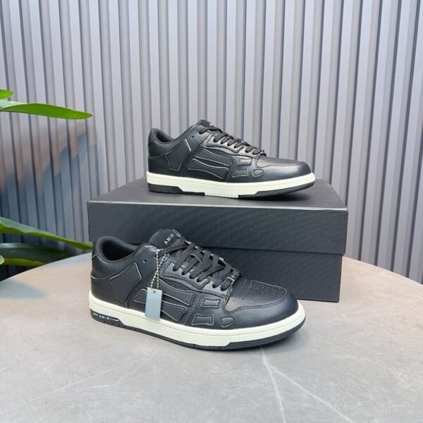 6 AMR Skel Leather White Mid Sole Trainers – Black