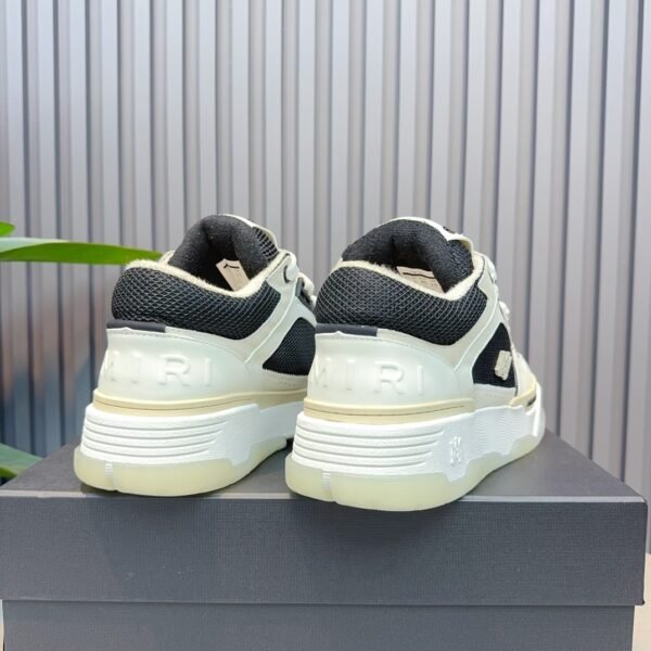 AMR Chunky Sole Mesh Suede & Leather Trainers - Black & White