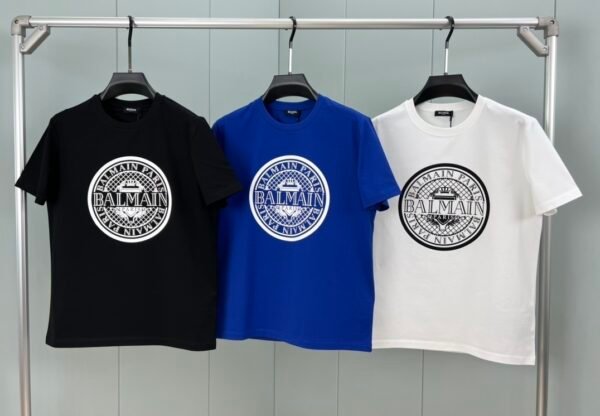 6 BLMN Paris Coin Logo Flocked T-Shirt - Black