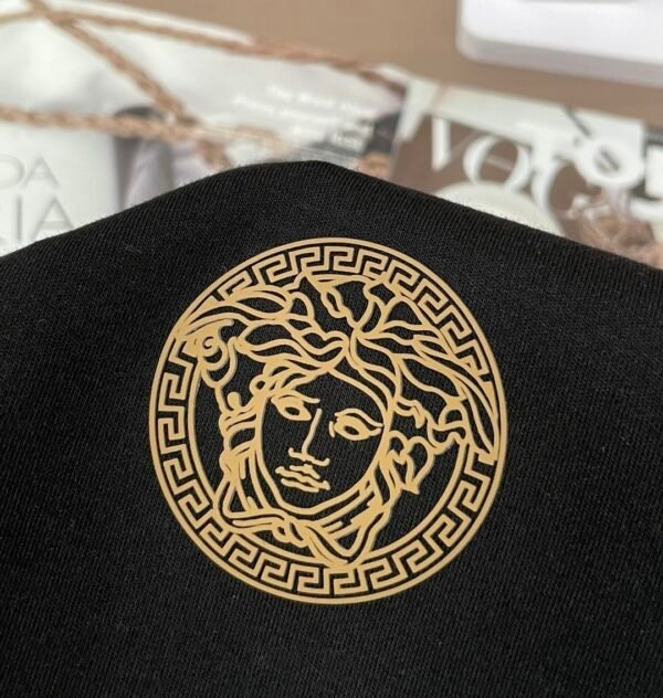 VRSC Gold-Tone Medusa Embossed Logo Slim-Fit Knit Jumper – Black