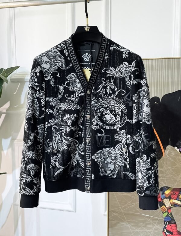 VRSC Baroque Medusa Pattern Greek Key Border Collar Jacket