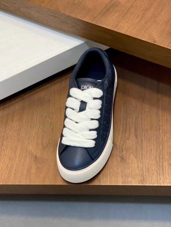 DXR CD Low-Top Oblique Leather Trainers – Navy Blue