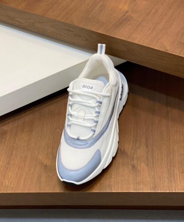 DXR Technical Mesh & Leather Trainers – White & Grey