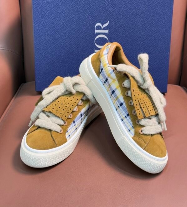 DXR CD Tan Suede Fringed Tongue & Mohair Laces Spin Trainers