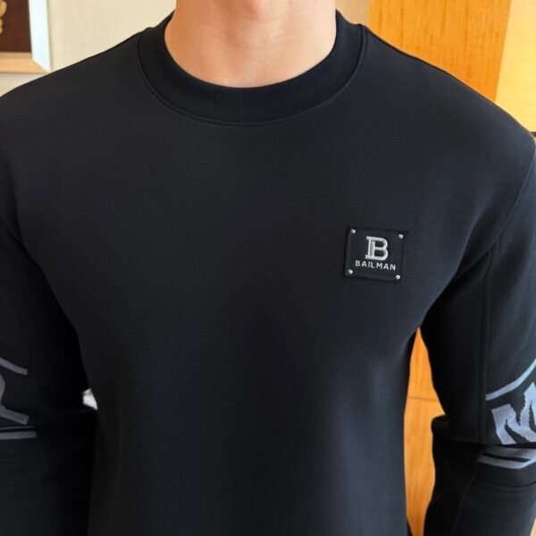 6 BLMN Logo-Print Long-Sleeve Tee Jumper - Black