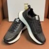 DXR CD Grey & Black Oblique Jacquard Leather Accents Runner Trainers