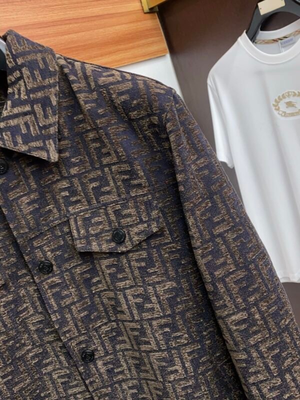 FND All-Over Pattern Button-Front Jacket - Dark Brown