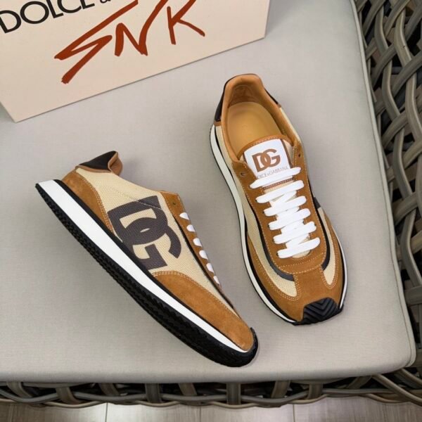 DG Low-Top Trainers with Tan & Beige Contrast Panels