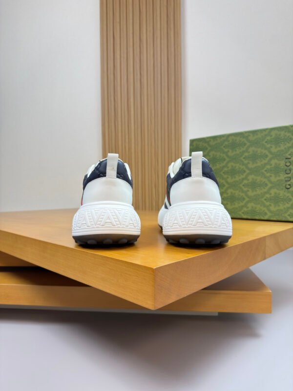 GCCI Chunky Trainers with Side Stripe and Embossed Pattern - Navy Blue/White