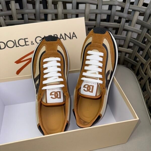 DG Low-Top Trainers with Tan & Beige Contrast Panels