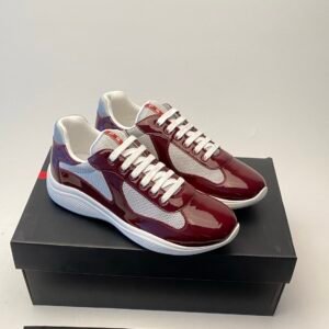 PRDA Trainers with Mesh Panels and Contrast Smooth Overlays - Red