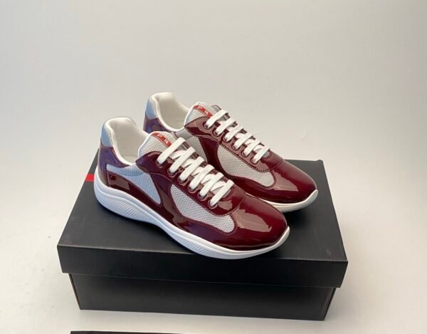 PRDA Trainers with Mesh Panels and Contrast Smooth Overlays - Red