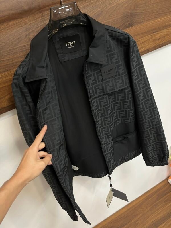 FND All-Over Pattern Zip-Up Jacket - Black