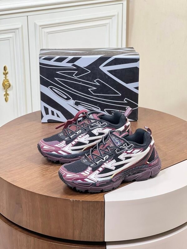 6316d2c7 OFFW Mesh Trainers with Graphic Panel Details - Burgundy/Black