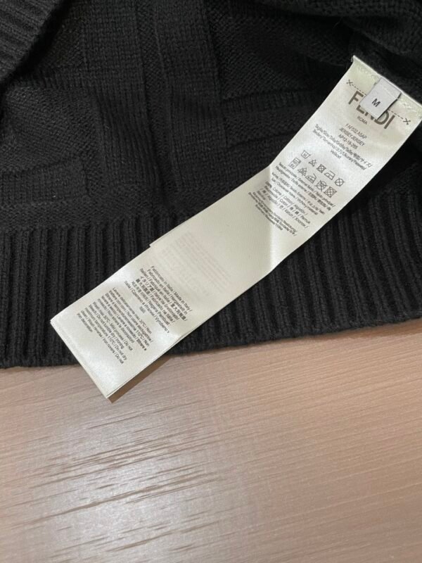 FND Textured Jacquard Crew Neck Knit Jumper - Black