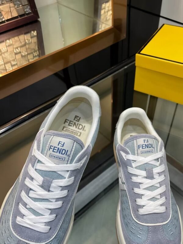 6402ac16 FND Low-Top Trainers with Logo Panel - Soft Grey/Light Blue