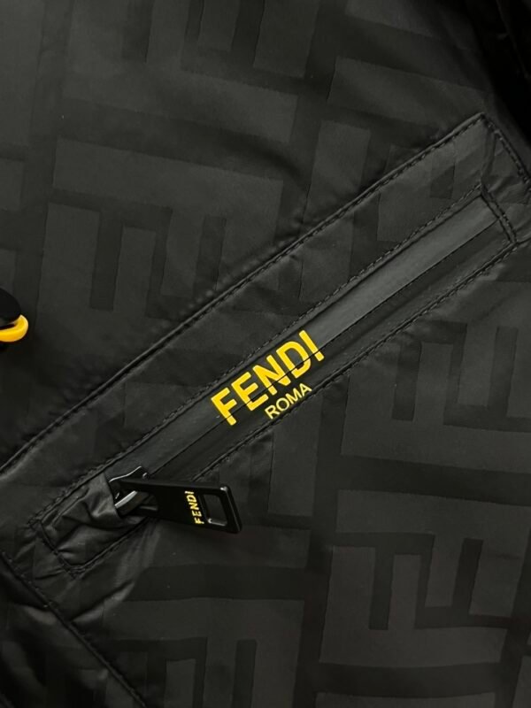 FND All-Over Monogram Hooded Zip-Up Jacket - Black