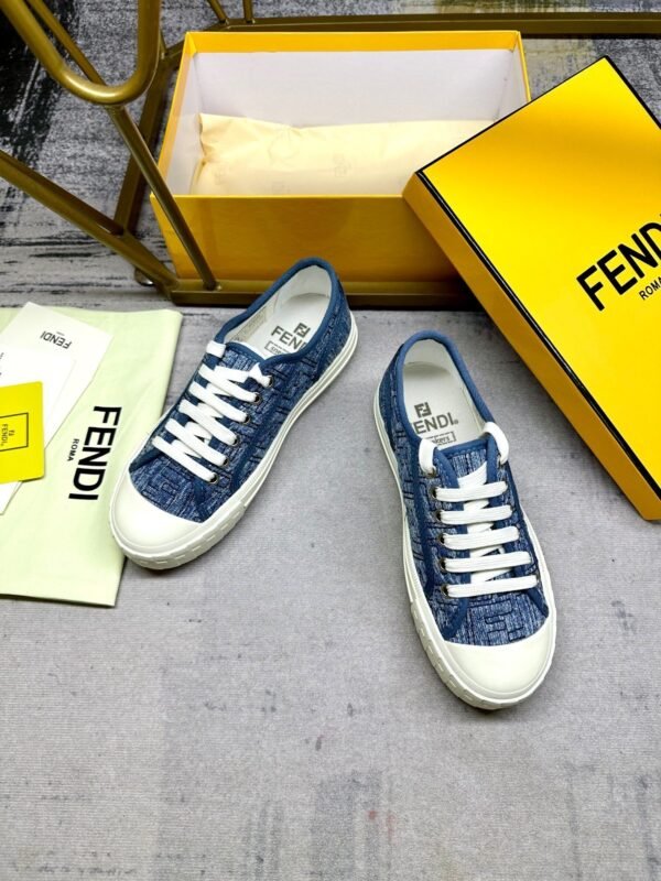 647f8d16 FND Low-Top Trainers with Subtle All-Over Logo Textured - Blue