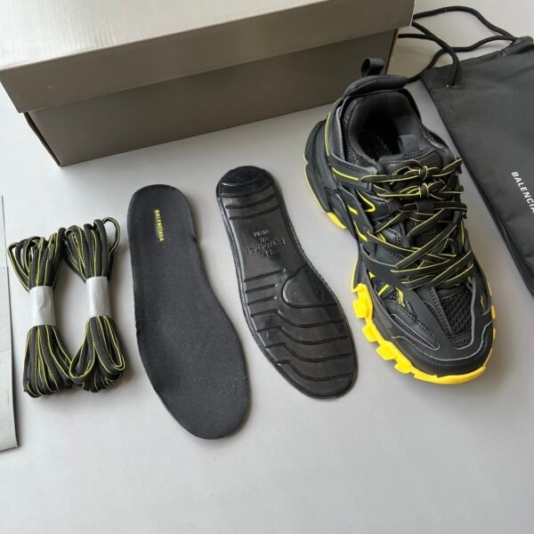 BLNCG Chunky Low-Top Trainers in Black with Yellow Contrast Accents