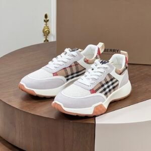 BRBY Low-Top Trainers with Check Side Panels - White