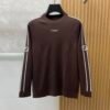 6724491d FND Crew Neck Jumper with Contrast Sleeve Stripe Detail - Brown