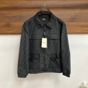 FND All-Over Pattern Zip-Up Jacket - Black